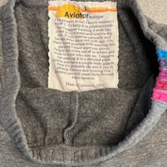 Aviator Nation Gray Sweatpants with Colorful Stripes Size Large - Picture 6 of 8